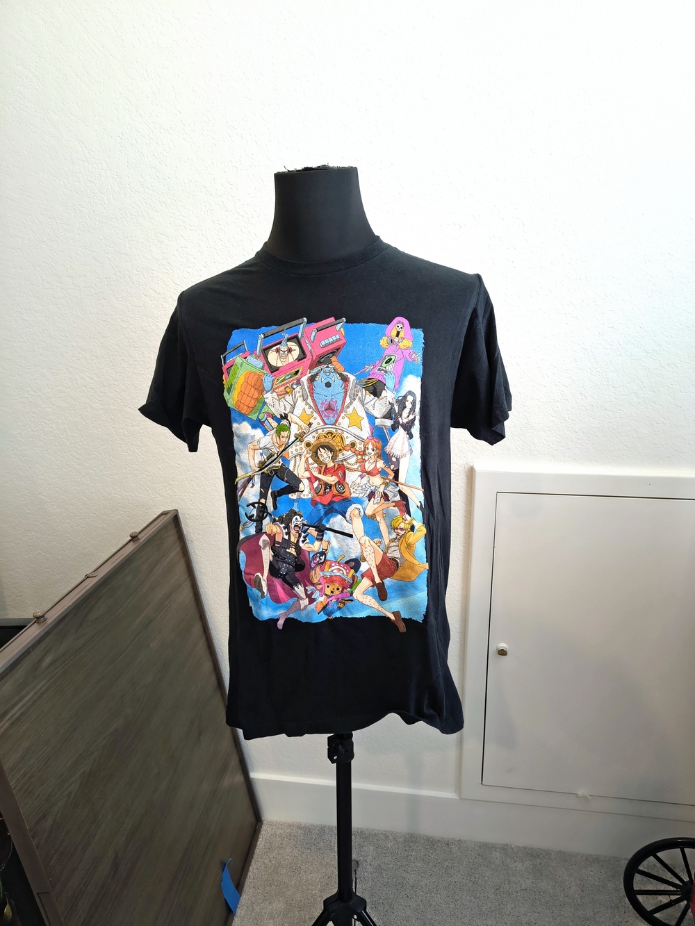 Black Graphic Kids' T-Shirt with Colorful Anime Print